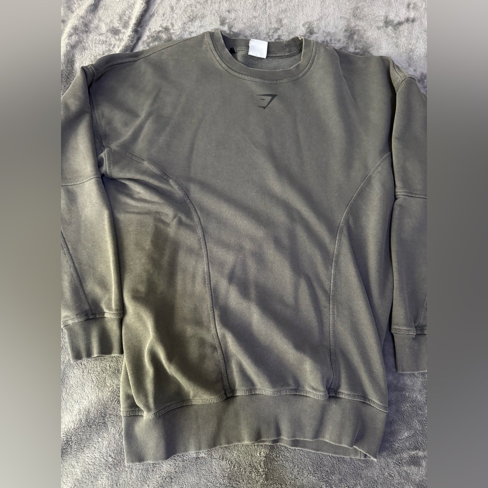 Gymshark Heritage Washed Crew sweatshirt in a smokey grey color